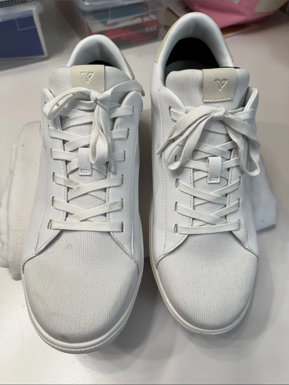 Vessi Women’s Soho White Sneakers with Cream Heel Tab